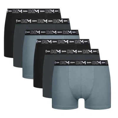 Afbeelding van DIM Boxershorts van katoen, stretch, ademend, optimale ondersteuning, 6 stuks, zwart/graniet/muisgrijs, L