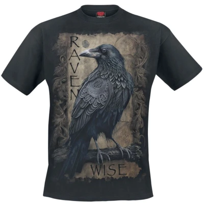 Afbeelding van Spiral Raven Wise Heren T shirt 4XL Zwart