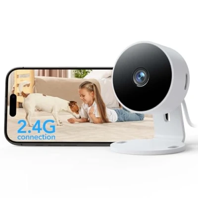 Afbeelding van GNCC Bewakingscamera voor binnen, 1080P, wifi 2.4G, AI bewegings en geluidsherkenning, bidirectionele audio, nachtzicht, cloudopslag SD, compatibel met Alexa &amp; Google Home