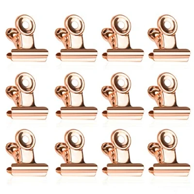 Afbeelding van Kleine bulldog paperclips, 50 stuks roségouden clips, 22 mm metalen bindmiddel paperclips voor foto&#039;s, thuis, keuken, kantoorbenodigdheden (roségoud)