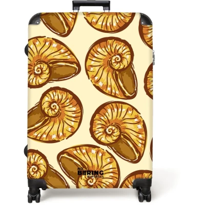 Afbeelding van NoBoringSuitcases.com® Koffer groot Reiskoffer lichtgewicht Gouden schelpen Rolkoffer met 4 wielen Grote trolley XL 98 liter bagage