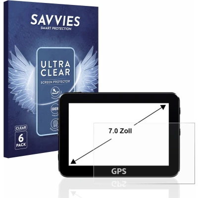Afbeelding van Savvies 6x Schermbeschermer 7&quot; voor Navigatie en GPS met 7.0 inch Display (17.8 cm) [152.5 mm x 91.5 mm, 15:9] Screen Protector Ultra Transparant