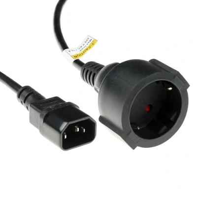 Afbeelding van ACT AK5219 Netsnoer C14 Type F Female (max. stroom 10A) Zwart 60 cm