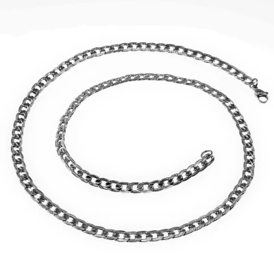 Afbeelding van 55cm x 5mm Gedetailleerde Cubaanse Heren Stalen Zilverkleur Schakelketting