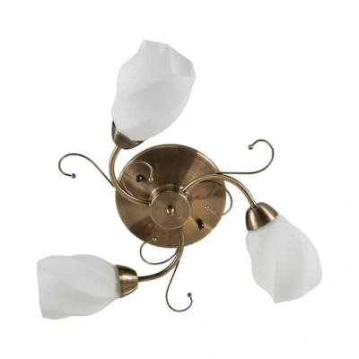 Afbeelding van Lindby plafondlamp 3lichts glas, metaal H: 18 cm E14 wit, klassiek messing