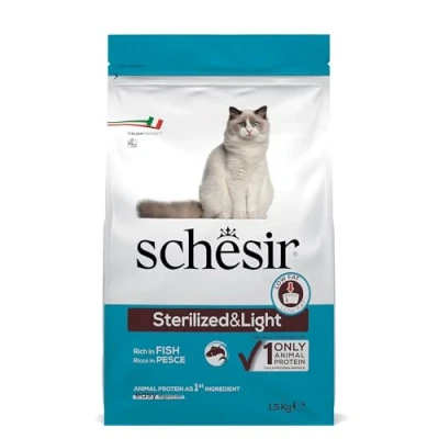 Afbeelding van 6x Schesir Kat Dry Sterilized Vis 1,5 kg