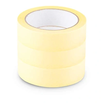 Afbeelding van SCLEY Afdekband, crêpetape breedte 30 mm, lengte 33 m, 3 stuks schildertape, schilderscrupe geel, plakband voor schilderwerk serie *545*, A0303 450130