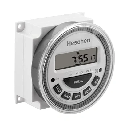 Afbeelding van Heschen Digitale LCD Programmeerbare Timer Relais Schakelaar, 12V DC, 16Amp, 250VAC, SPST, 5 Pin, Wit