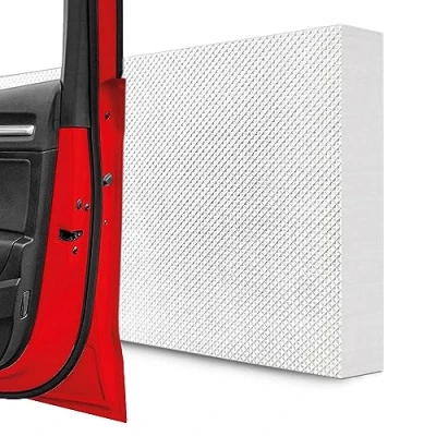 Afbeelding van STRACKS® 4 x wandbescherming voor garage, 40 20 3 cm, extra dikke deurbescherming, je auto en de garagewand, zelfklevende deurrandbescherming, set van 4, ruitpatroon, wit