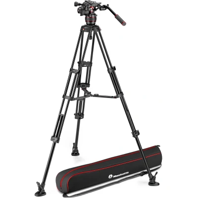 Afbeelding van Manfrotto Nitrotech 608 Fluid Head voor video opnamen met aluminium dubbele poot statief middenstrooier DSLR, spiegelloze, en bioscoopcamerasystemen 14 kg laadvermogen