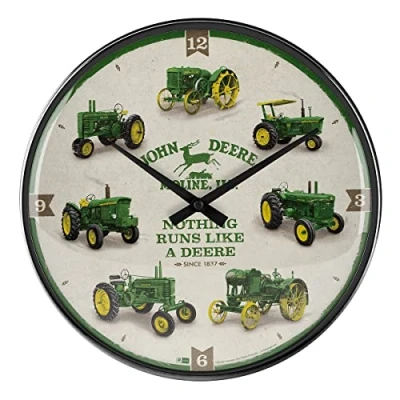 Afbeelding van Nostalgic Art John Deere Retro wandklok, diameter 31 cm, model chart, cadeau idee voor fans van tractors, grote keukenklok, vintage design