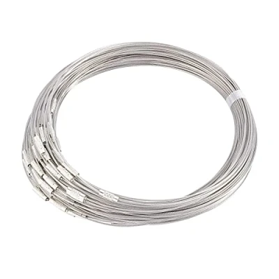 Afbeelding van NBEADS 100 strengen roestvrij staaldraad, draadketting koord met messing schroefsluiting voor doe het zelf sieraden maken, donkergrijs, 44,5 cm x 1 mm