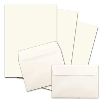Afbeelding van 25 x briefpapiersets DIN A4 met C6 enveloppen zelfklevend natuurlijk wit mat schrijfpapier FarbenFroh by GUSTAV NEUSER