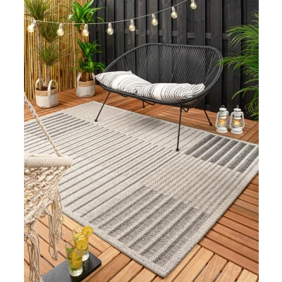 Afbeelding van Buitenkleed Blokken Urban Crème/grijs 66x230 Cm