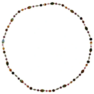 Afbeelding van Behave Lange ketting met bruine en paarse glaskralen
