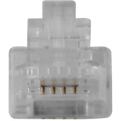 Afbeelding van ACT TD104M RJ11 (6P/4C) Modulaire Connector Ronde Kabel met Massieve Aders 25 stuks