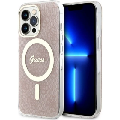 Afbeelding van Guess 4G Back Case (MagSafe Compatible) Geschikt voor Apple iPhone 13 Pro Max (6.7&quot;) Roze