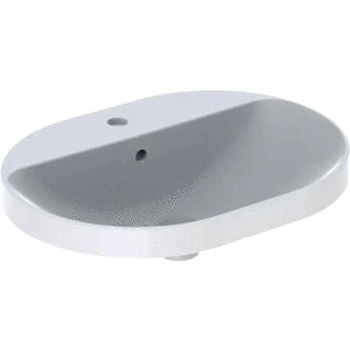 Afbeelding van Geberit variform wastafel ellips opbouw 1x waskom kraangat midden overloop keramiek 600 x 480 178mm bxdxh wit 500 732 01 2