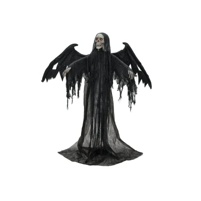 Afbeelding van Europalms Halloween skelet decoratie, Zwarte engel, bewegend met licht en geluid, 175x100x66cm versiering accessoires feesten