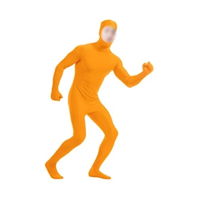 Afbeelding van lucky baby store Zentai kostuum bodysuit voor jongens en heren, open gezicht, spandex unitard masker, Oranje, M