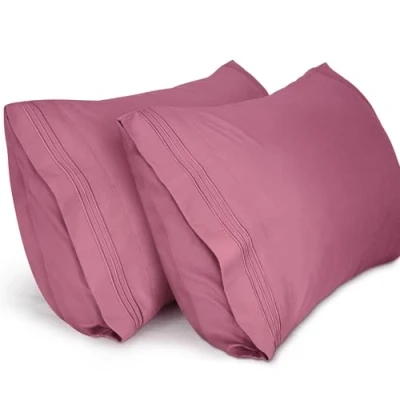 Afbeelding van Lirex Kussenslopen (2 Stuks), 50 x 70 cm Geborduurd Zachte van Geborsteld Microvezel, Machinewasbaar Kreukvrij Ademend, Mauve Roze