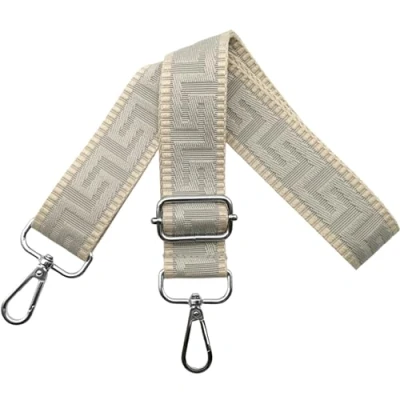 Afbeelding van Schouderriem voor tas, tasriemen om te wisselen, verstelbare tasriem, breed, 3,8 cm, met zilveren karabijnhaak, tasband, schouderriem, draagriem dameshandtassen, kaki/lichtgrijs, K36