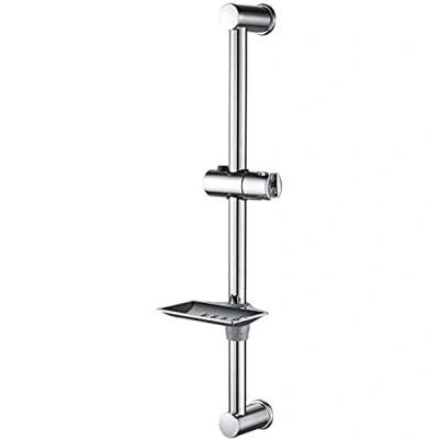 Afbeelding van Ibergrif M20802 Douchestangset, Universele Douchestang met Zeepbakje, 600 mm, Roestvrij Staal, Chroom, Zilver