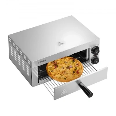 Afbeelding van VEVOR Elektrische pizzaoven voor pizza, 30 cm, 1500 W, gecontroleerde temperatuur, timer van 0 120 minuten, gelijkmatig koken, kruimelbak, gemakkelijk schoon te maken, commerciële huishoudelijke