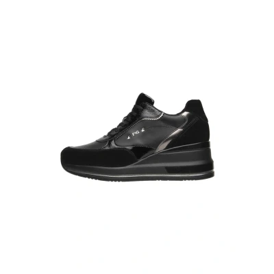 Afbeelding van Nero Giardini I514130D damessneakers van suède, lak, leer en technisch materiaal, Zwart, 37 EU