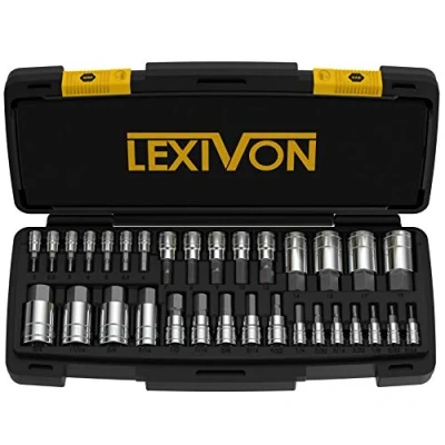 Afbeelding van LEXIVON Master HEX Bit Socket Set, Premium S2 Gelegeerd Staal Complete 32 delige, SAE en Metrische set Verbeterde opbergkoffer (LX 144)