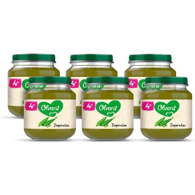 Afbeelding van 6x Olvarit 1e Groentehapje 4m Doperwten 125 gr