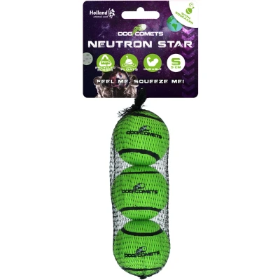 Afbeelding van Dog Comets Neutron Star Hondenbal met pieper Ø 5 cm Hondenspeelgoed tennisbal Stuiterende Groen 3 stuks