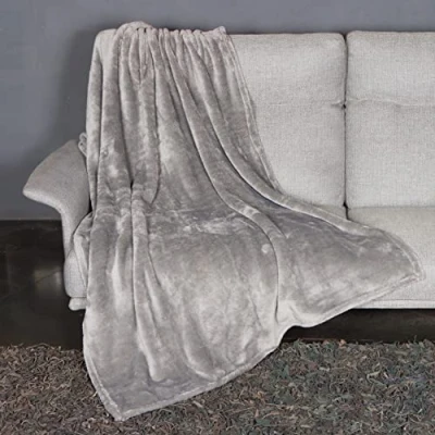 Afbeelding van KANGURU PLAID Fluffi LOFT Fluffendeken van microvezel met Bonteffect pluizig flannel fluweel pluche deken voor Slaapkamer, Bank, Reizen, Volwassenen en kinderen, grijs, 130x170cm