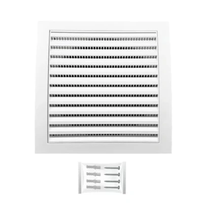 Afbeelding van H&amp;C VENT ventilatierooster, vierkant, 150 x mm, met insectenwering, diameter: 100 wit, kunststof, weerbestendig rooster voor afzuigafdekking, buiten, afvoer, garage,