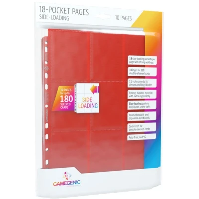 Afbeelding van Gamegenic 18 Pocket Sideloading Pages Red (10 stuks)