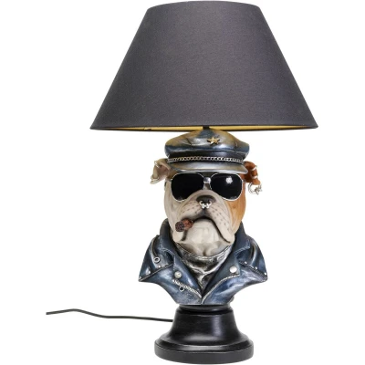 Afbeelding van KARE Punk Dog tafellamp, blauw grijs, kap van textiel