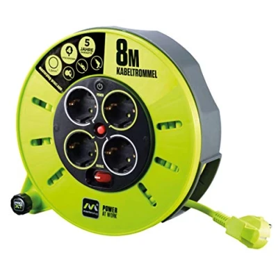 Afbeelding van Masterplug CMG08164SL PX Pro XT kabelhaspel verlengkabel met 4 stopcontacten, oprolslinger, thermische beveiliging en netschakelaar, 8 meter goed zichtbare kabel, m
