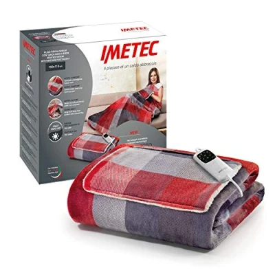 Afbeelding van Imetec adapto Velvet Tartan Plaid verwarmbaar, 150 x 110 cm, fluweelachtig en zijdeachtig, technologie, veiligheidsvoorziening, snelle opwarming, 6 temperaturen, machinewasbaar.