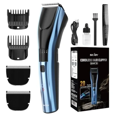 Afbeelding van tondeuse voor mannen, draadloze het knippen van haar, professionele heren, oplaadbare tondeuse, led display, 20 instelbare lengtes
