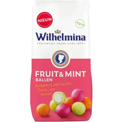 Afbeelding van Wilhelmina Fruit &amp; Mint Ballen Vegan Zak (10x200gr)