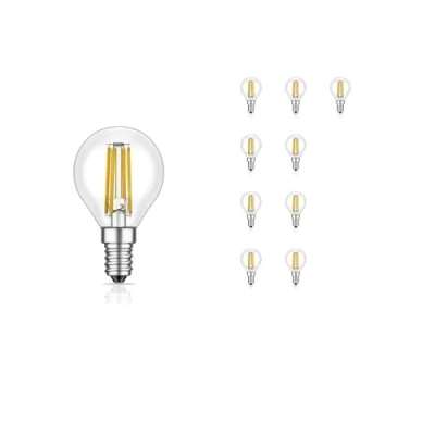 Afbeelding van ledscom.de 10 E14 LED lampen, G45, warm wit (2700 K), 4.5 W, 542lm, 3 staps dimmer