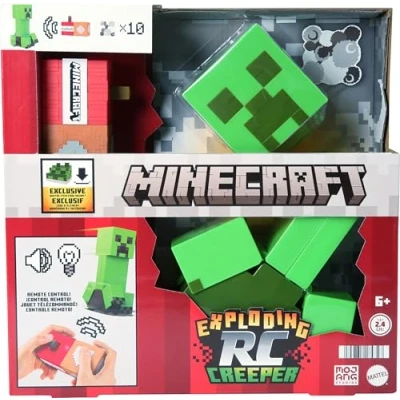 Afbeelding van Mattel Minecraft Exploderende Creeper met afstandsbediening, licht en geluid, 10 explosiedeeltjes, bewegingen zoals in de game DLC code, HRR48