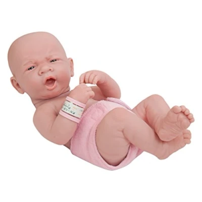 Afbeelding van JC Toys 18505 18503 Baby Doll La Newborn First Tear Pop in Luier met Fles en Deken. Gesloten Ogen. ECHT Eerste Geeuwen Real Meisje, 35,56 cm