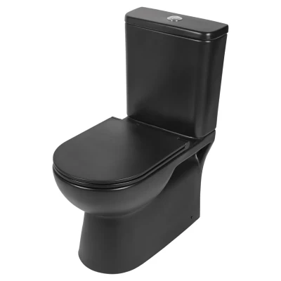Afbeelding van Differnz staand toilet randloos met softclose zitting mat zwart