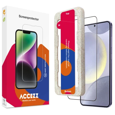 Afbeelding van screenprotector Samsung Galaxy S25 Plus: Accezz Gehard glas Full Cover met bio applicator