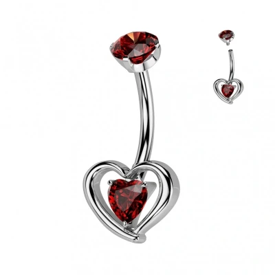 Afbeelding van Piercing titanium hartje inside rood