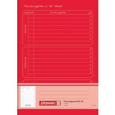 Afbeelding van Brunnen 1046815 huiswerkschrift (A5, 24 vellen) rood