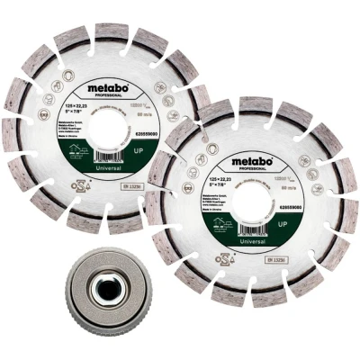 Afbeelding van Metabo Accessoires Set: 2x Diamant slijpschijf Ø 125x22,23mm &quot;UP&quot; 1x Snelspanmoer 630800000 628582000