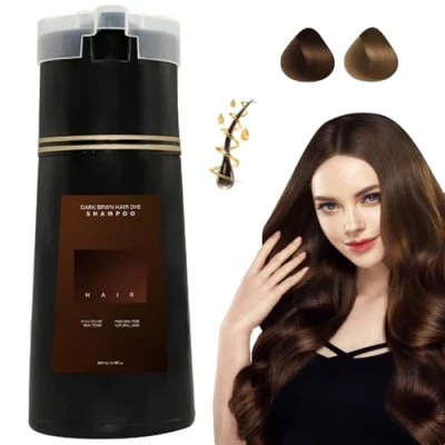 Afbeelding van Haarverf Shampoo, Botanische Formule Geen Haarbeschadiging Bleekmiddel, Donkerbruin Lichtbruin Grijs Shampoo Instant Haarkleur Voor Vrouwen Mannen (Donkerbruin)