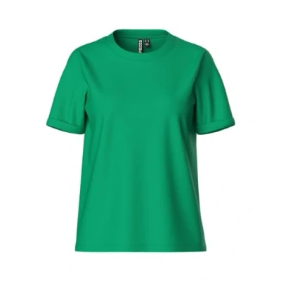 Afbeelding van Pieces Pcria FOLD UP Solid TEE Tshirt basic, Dames, Maat: Small, Simply green